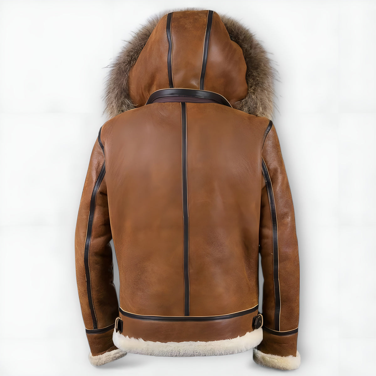 Hooded Flight Jacket for Men with Plush Hood Trim