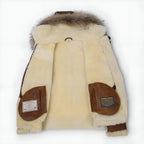 Hooded Flight Jacket for Men with Plush Hood Trim