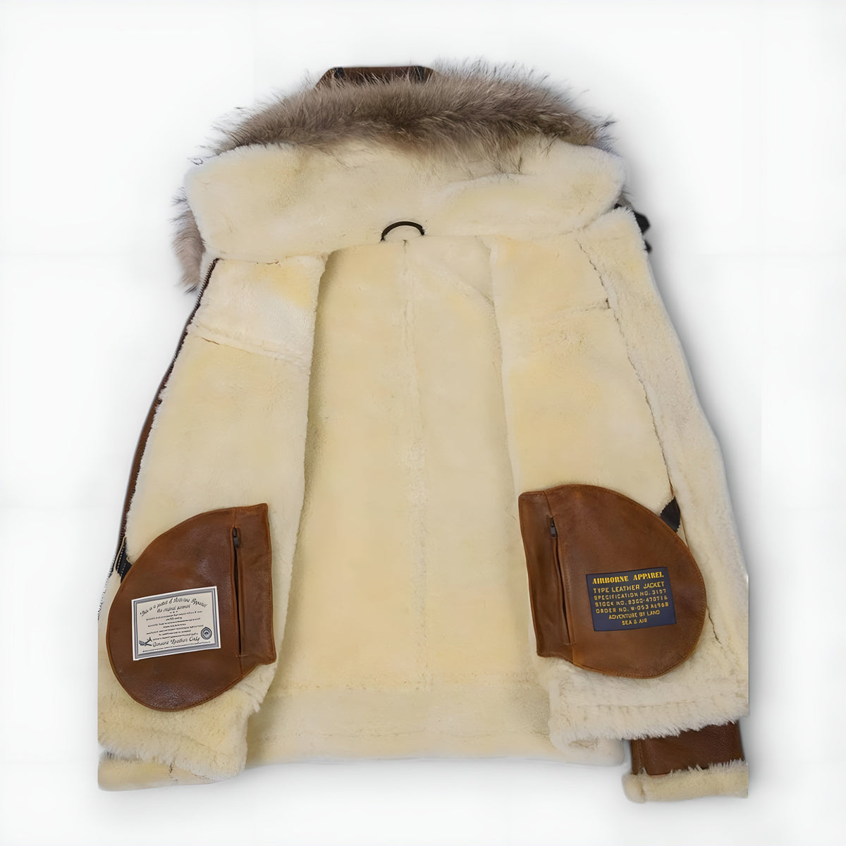 Hooded Flight Jacket for Men with Plush Hood Trim