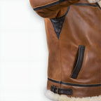 Hooded Flight Jacket for Men with Plush Hood Trim