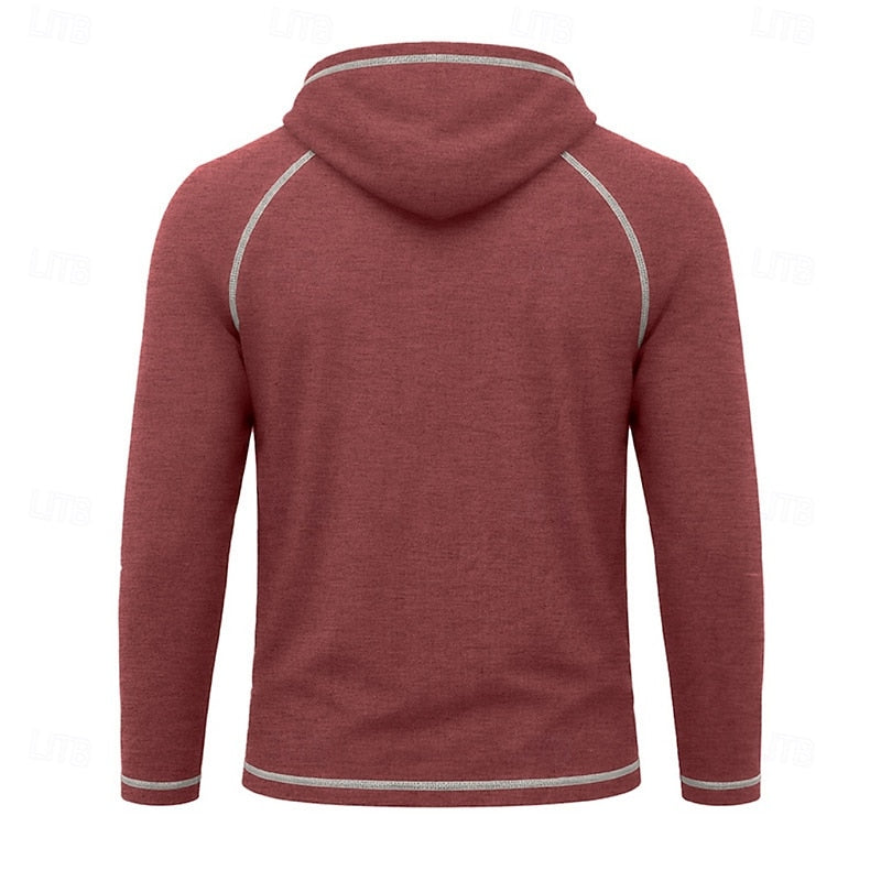 Mens pullover hoodie in Red, back view