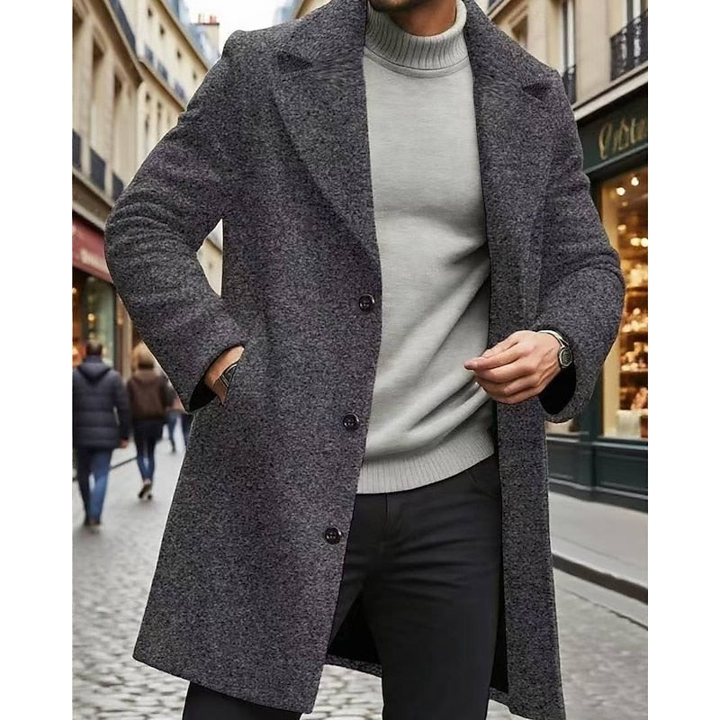 Dark Gray long Winter Coat for Men