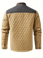 Knit Shoulder Quilted Jacket for Men, view 9