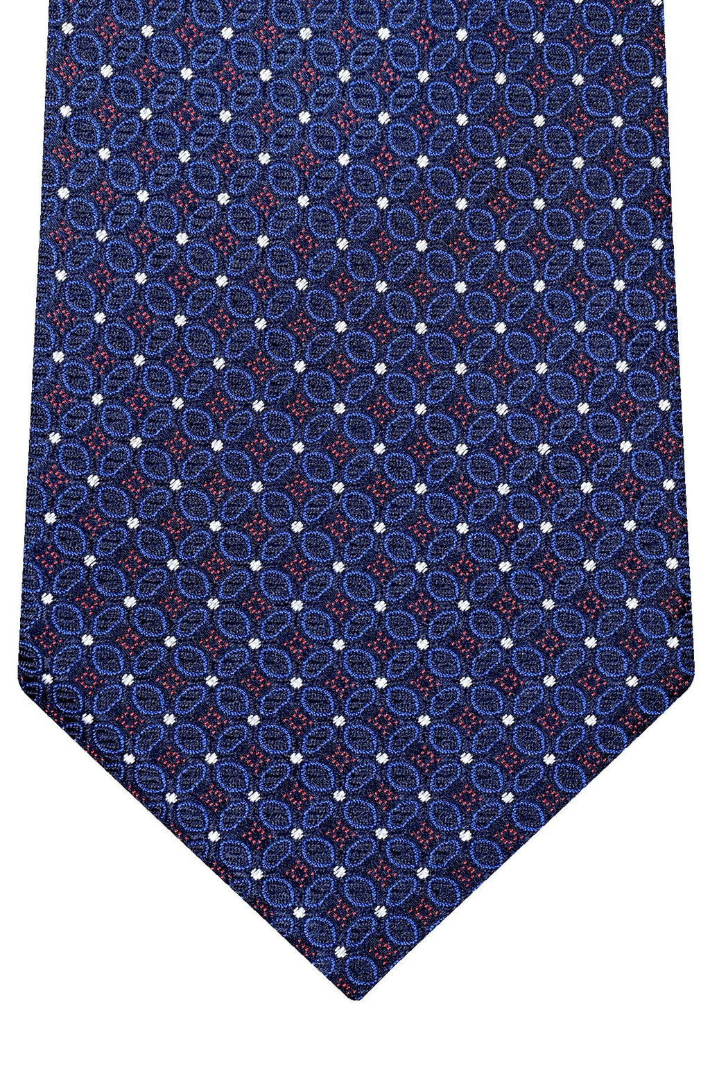 Men's Navy Silk Tie Blanton with Burgundy Medallions