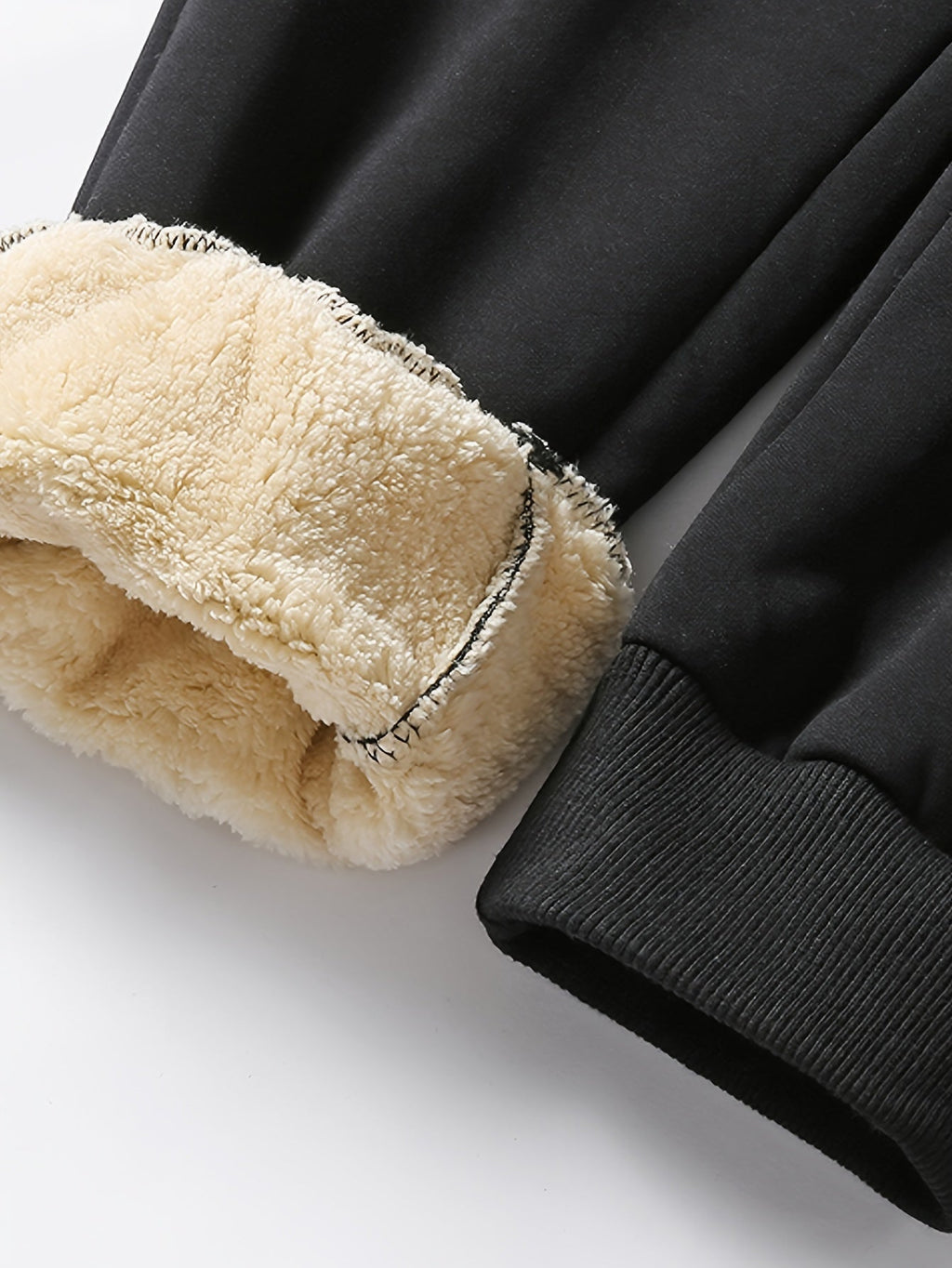 Fleece Lining Sweatpants with Drawstring Waist