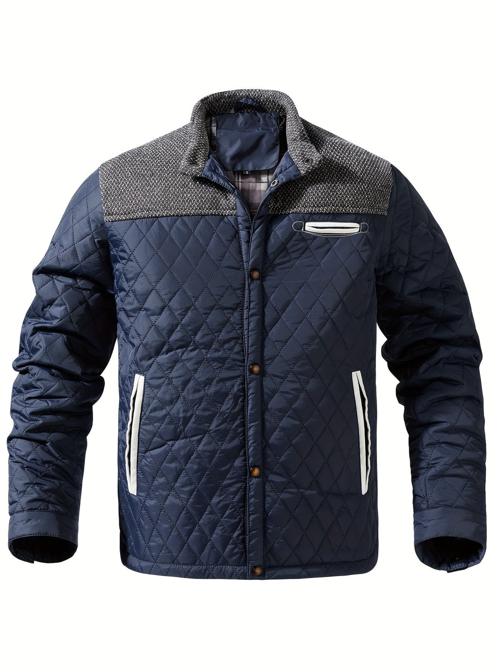 Knit Shoulder Quilted Jacket for Men, view 14