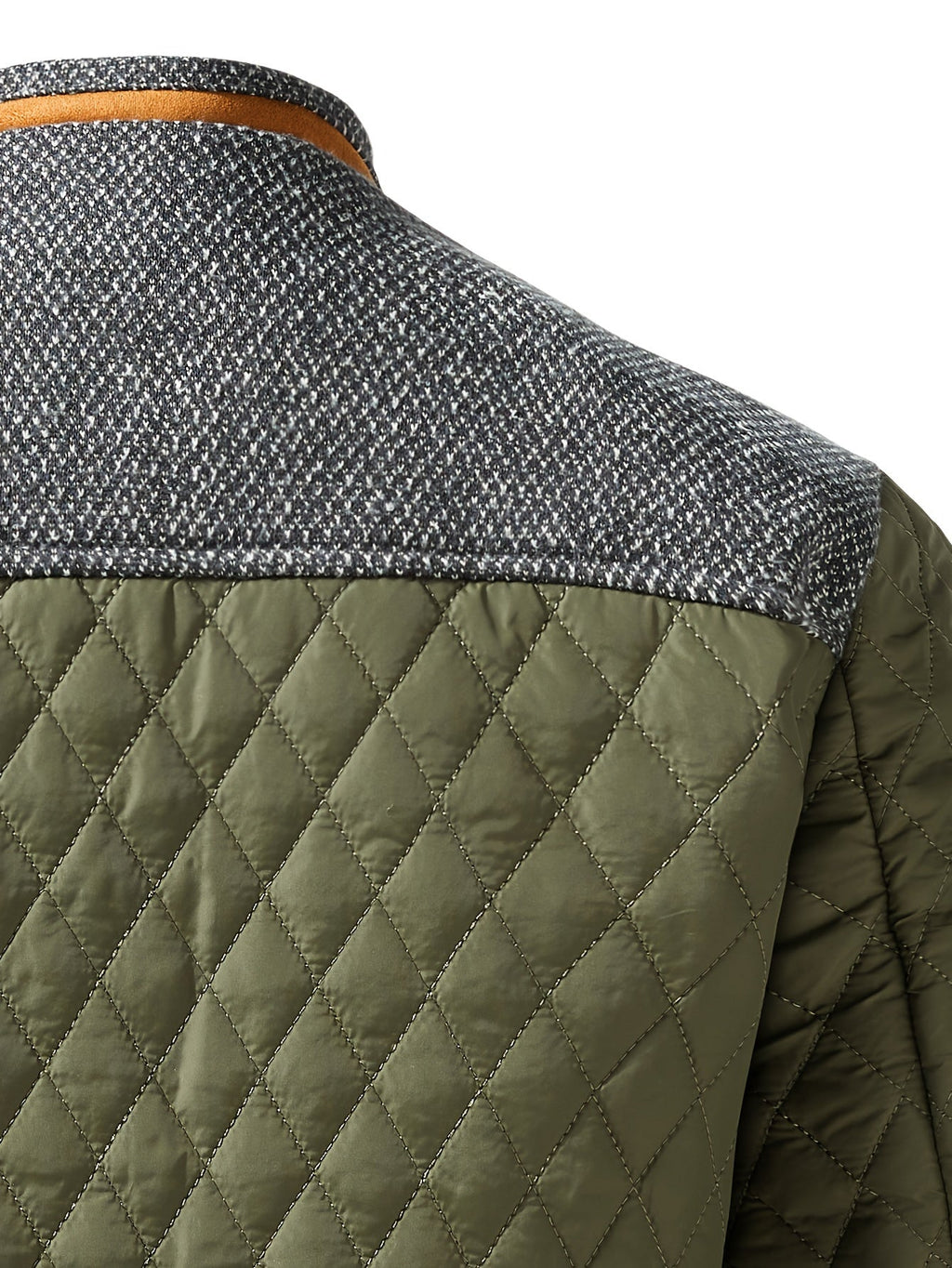 Knit Shoulder Quilted Jacket for Men, view 4