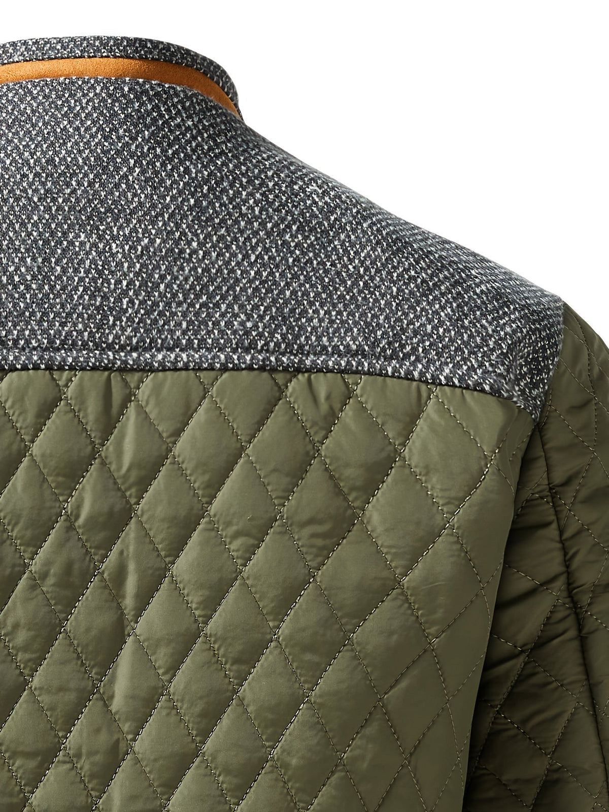 Knit Shoulder Quilted Jacket for Men, view 4