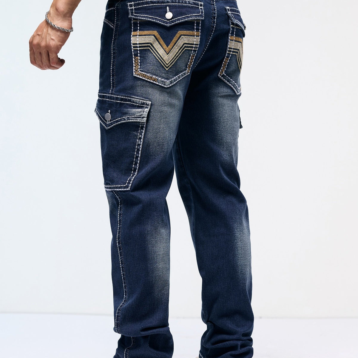 Navy Cargo Jeans for men