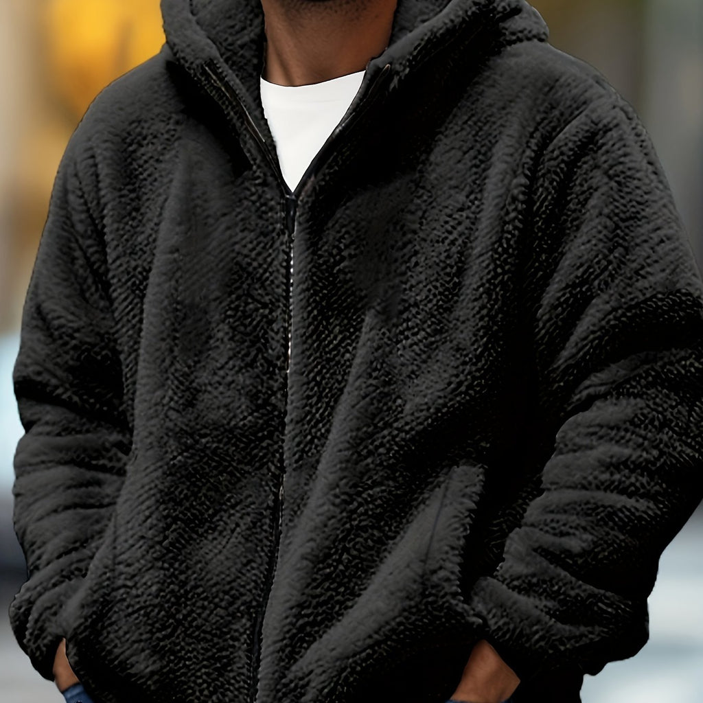 Black Sherpa Fleece Jacket for men