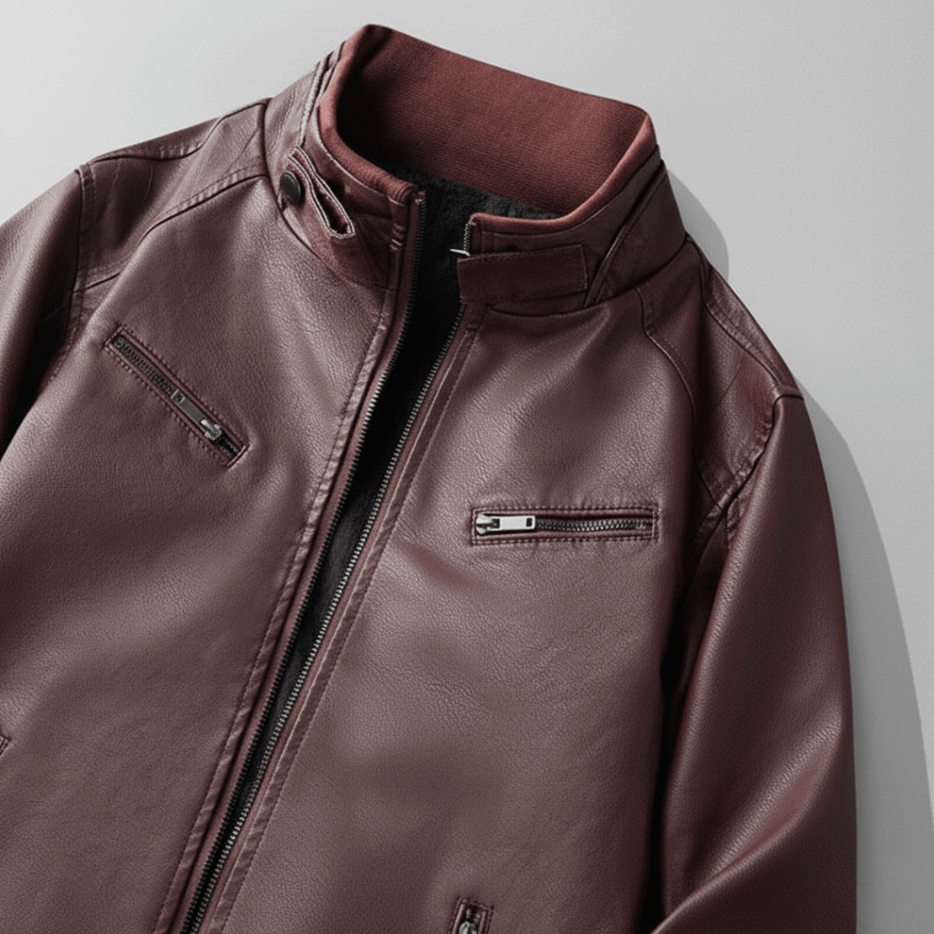 Dark Brown Leather Jacket for men, view 4