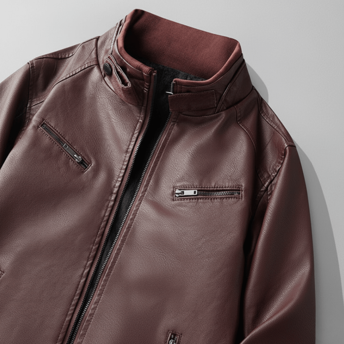 Dark Brown Leather Jacket for men, view 4
