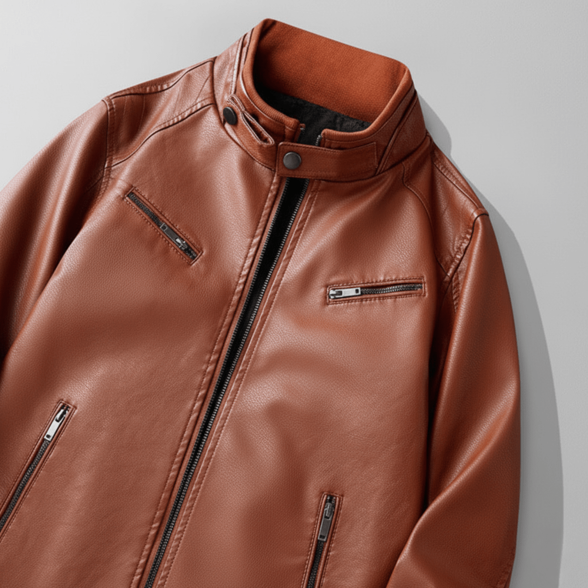 Tan Leather Jacket for men, view 2
