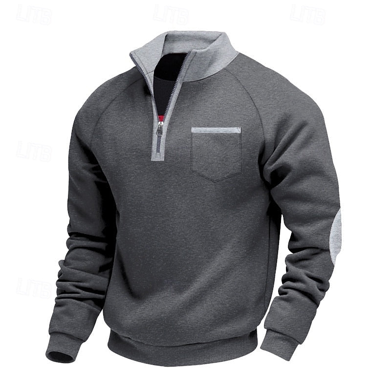 Dark Gray Quarter Zip Sweatshirt for men