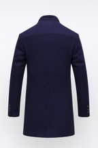 Mens overcoat in Navy, back view