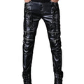Black Faux Leather Pants for men