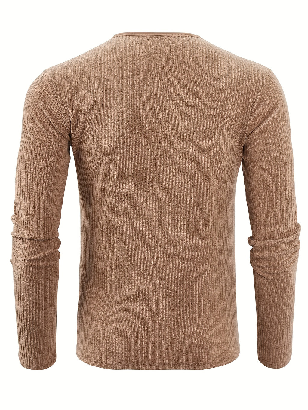 Ribbed Knit Henley Shirt with Button Placket