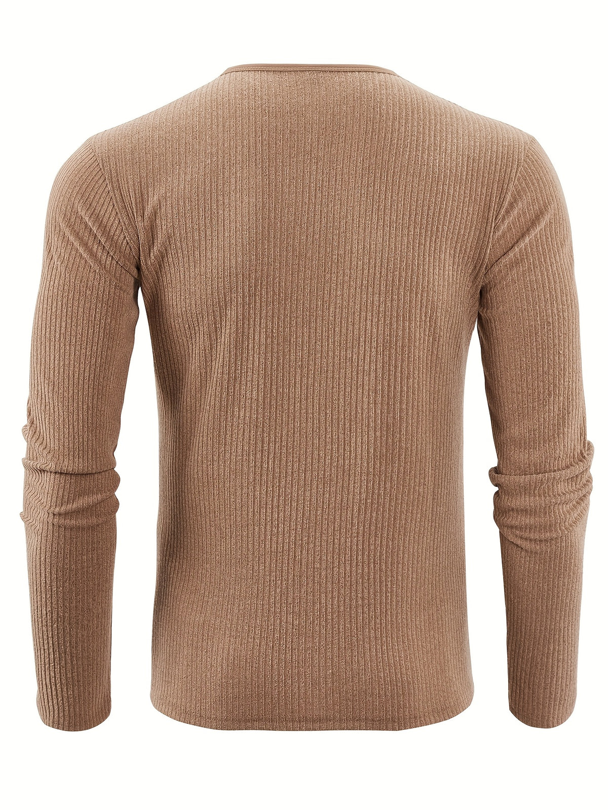 Ribbed Knit Henley Shirt with Button Placket