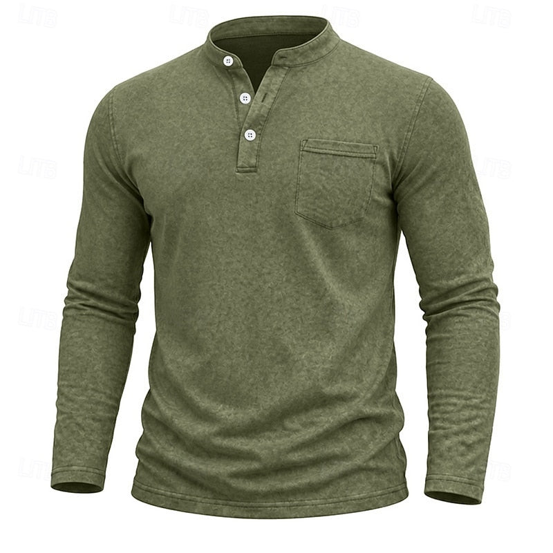 Chest Pocket Henley Shirt for Men, view 2