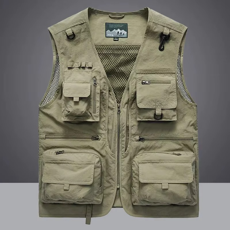 Khaki Fishing Vest for men