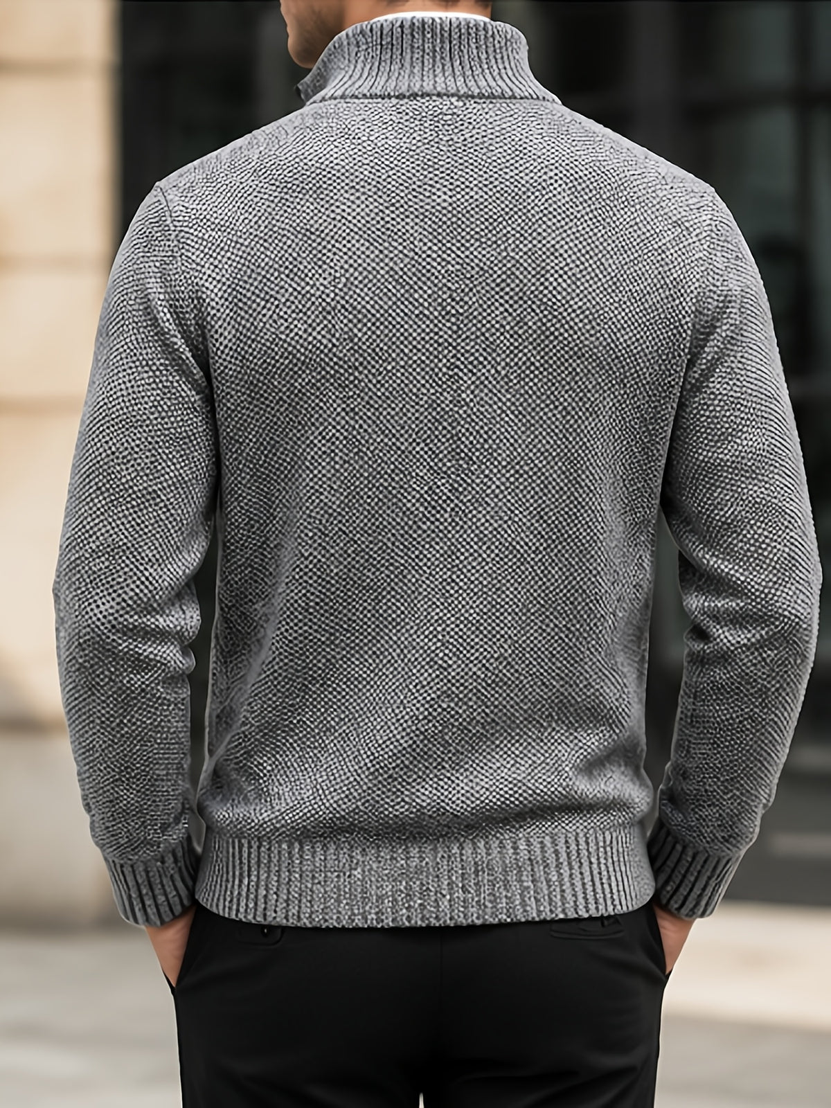 Patch Pockets Cardigan with Stand Collar