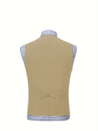 Herringbone Suit Vest for Men with Button Front