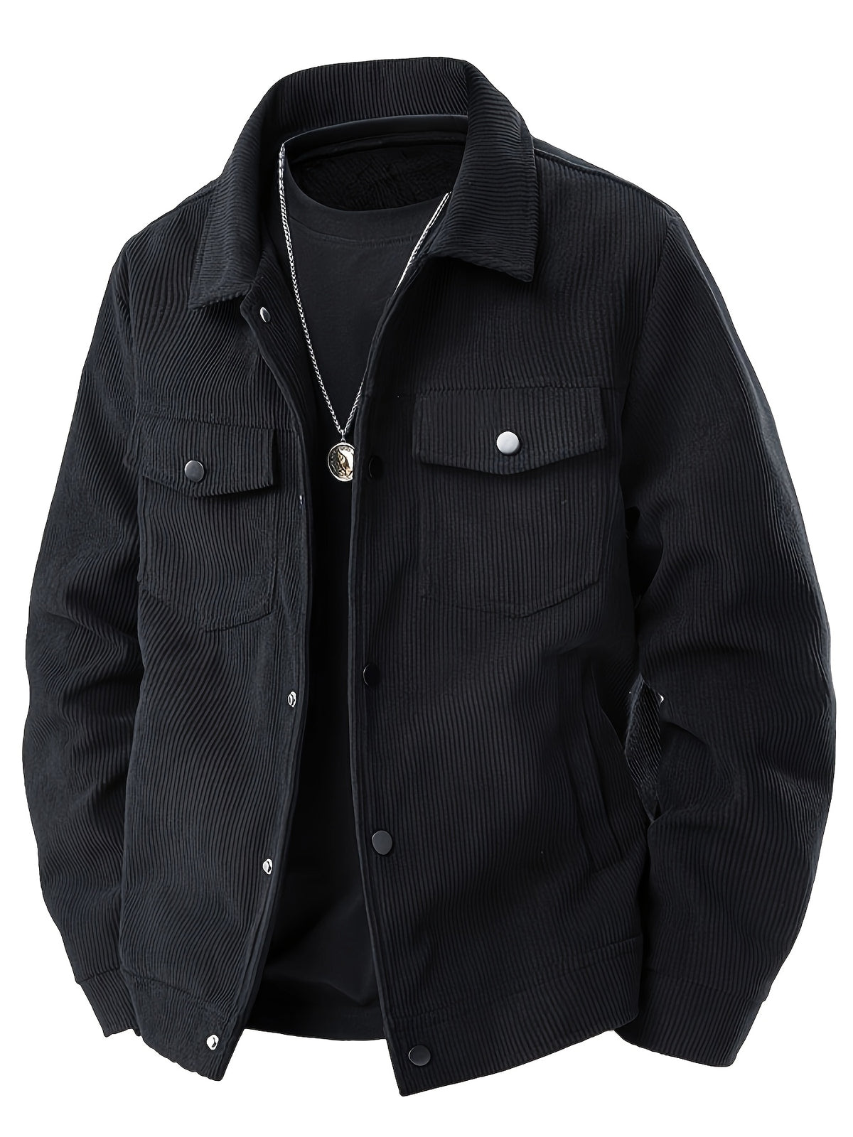 Black Corduroy Cargo Jacket for men