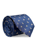 Men's Navy Silk Tie Blaze with Gold Paisley Motifs