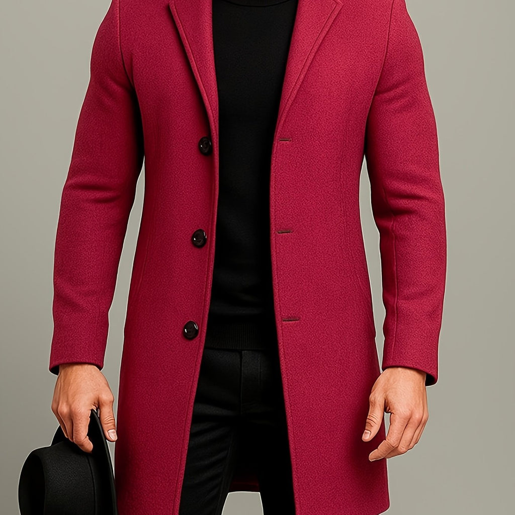 Three Button Overcoat with Notch Lapel