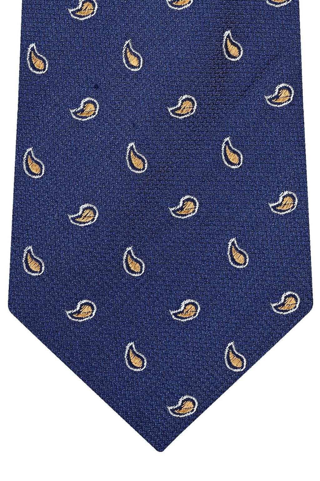 Men's Navy Silk Tie Blaze with Gold Paisley Motifs