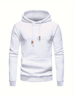 Mens waffle knit hoodie in White, front view