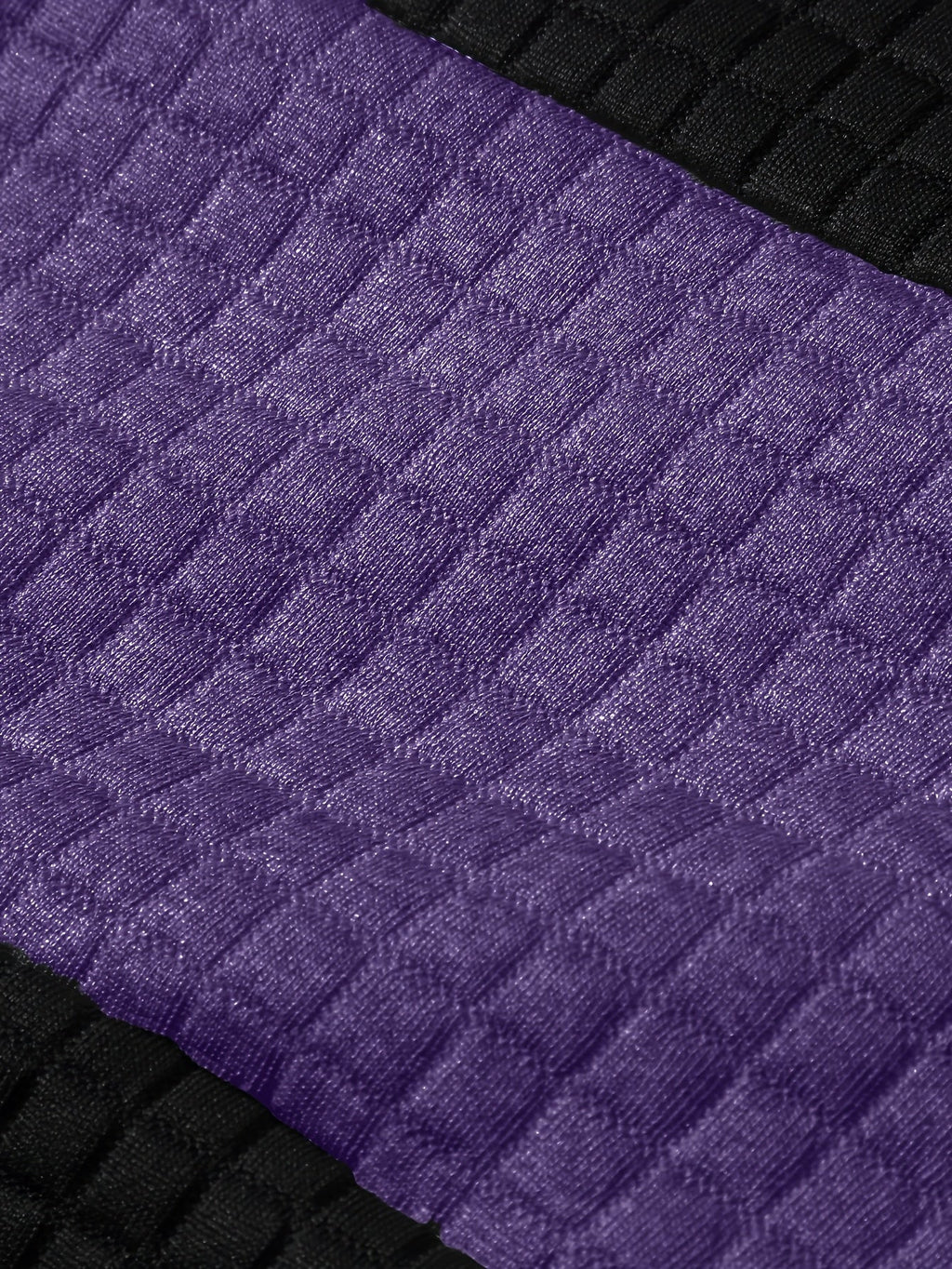 Mens hoodie in Purple, close-up of the waffle knit stripe