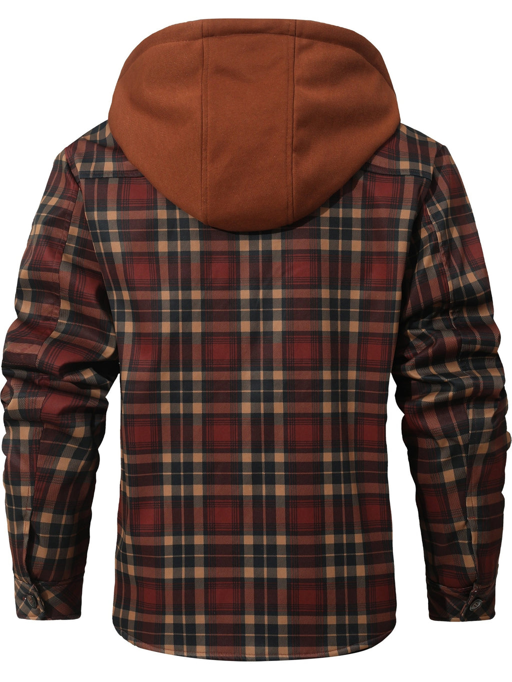 Red Hooded Flannel Shirt Jacket for men, view 2