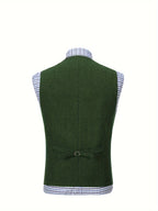 Herringbone Suit Vest for Men with Button Front