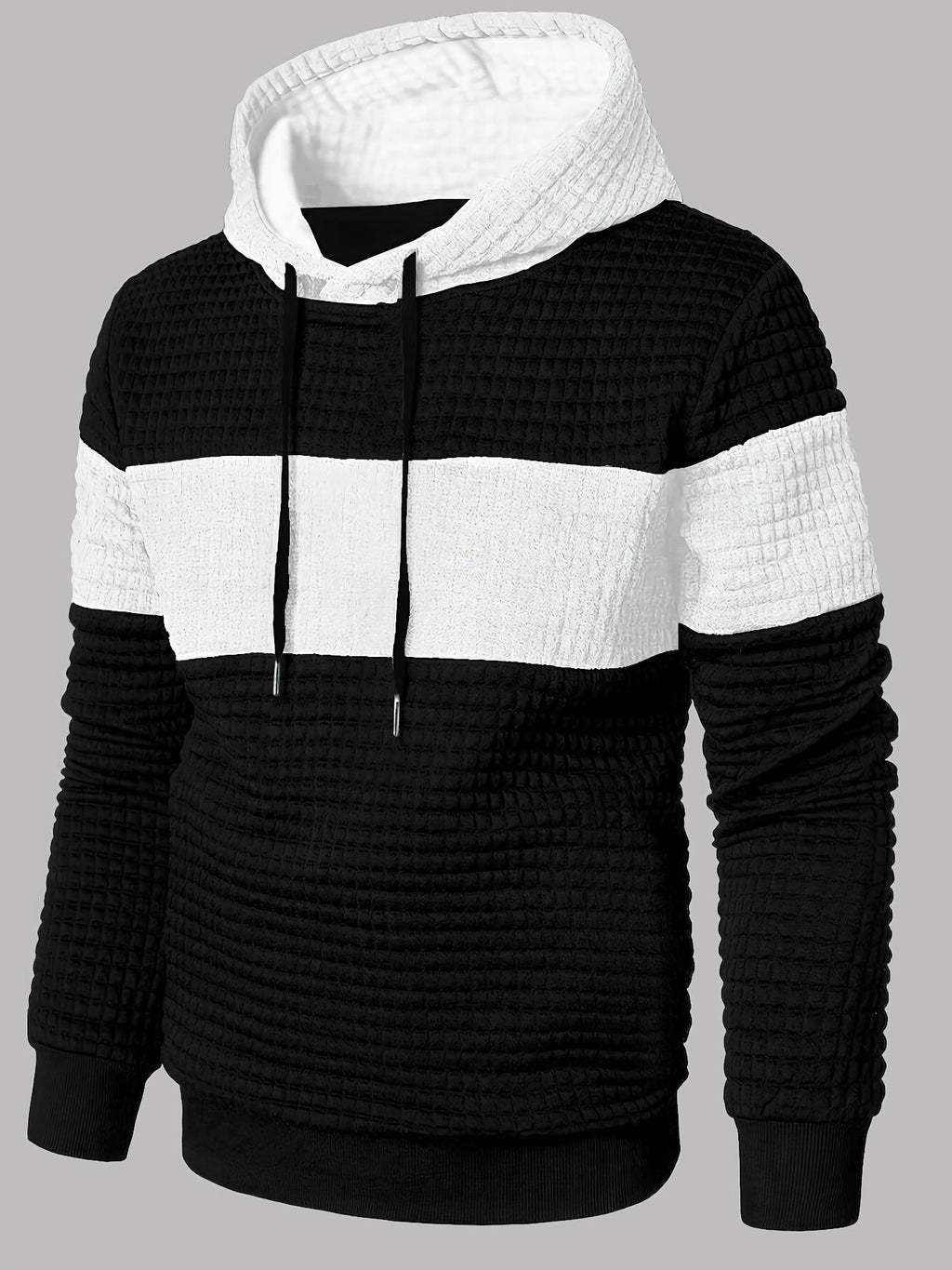 Mens hoodie in White with black body, front view