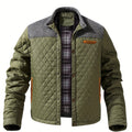 Olive knit Shoulder Quilted Jacket for Men