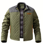 Olive knit Shoulder Quilted Jacket for Men