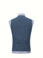 Herringbone Suit Vest for Men with Button Front
