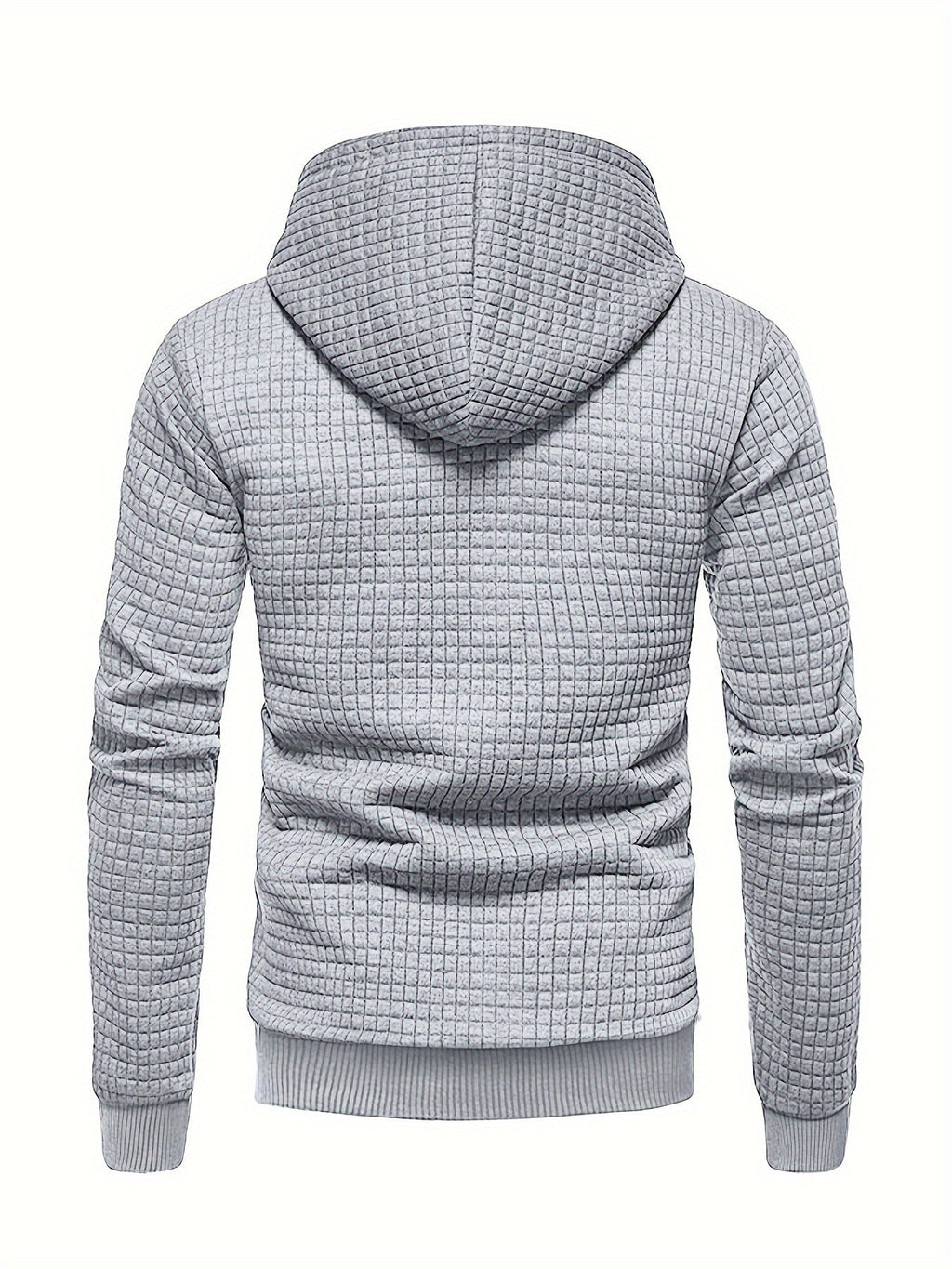 Mens waffle knit hoodie in Gray, back view