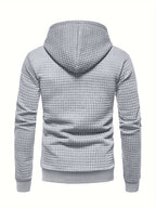 Mens waffle knit hoodie in Gray, back view