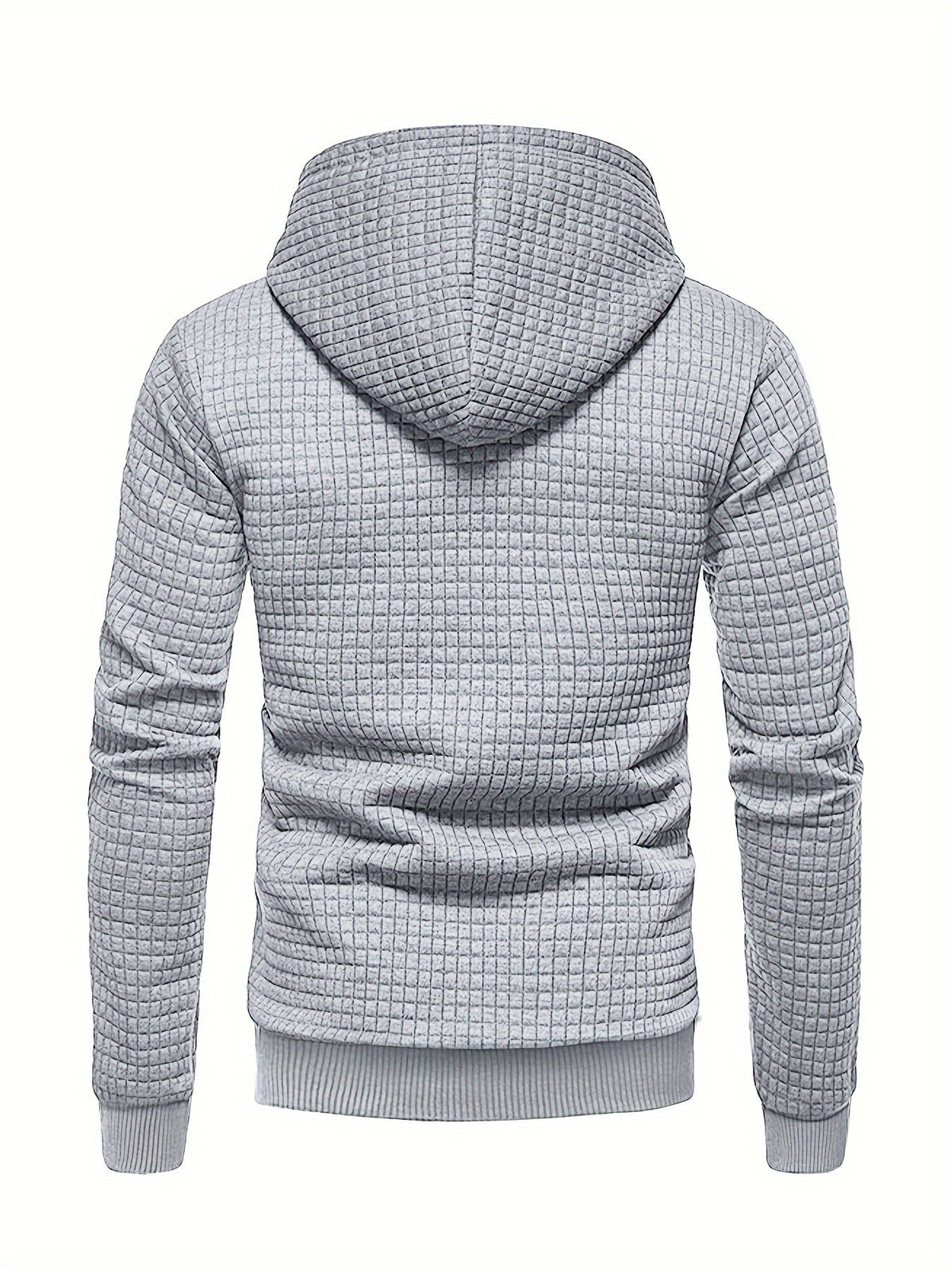Mens waffle knit hoodie in Gray, back view