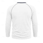 Mens henley shirt in White, back view