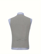 Herringbone Suit Vest for Men with Button Front