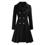 Womens double-breasted winter coat in Black, front view