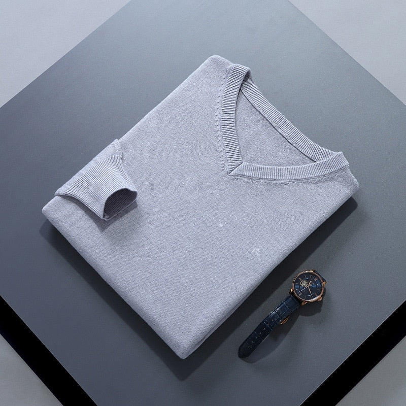 Light Gray soft Brushed V Neck Sweater for Men