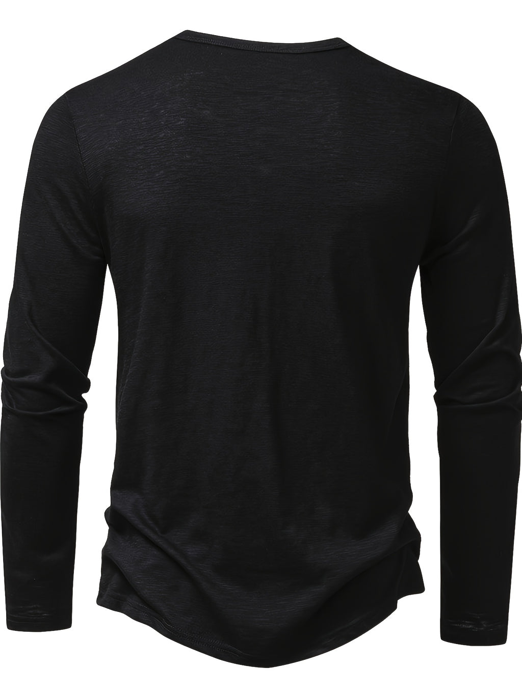 Curved Hem Henley Shirt with Button Placket