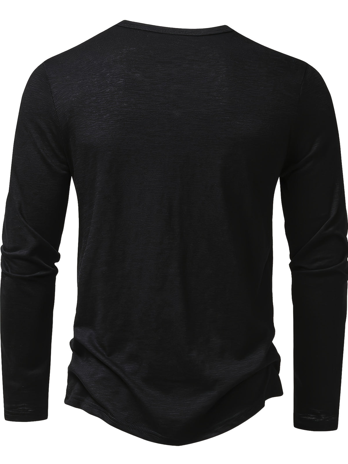 Curved Hem Henley Shirt with Button Placket
