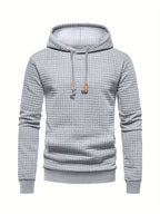 Mens waffle knit hoodie in Gray, front view