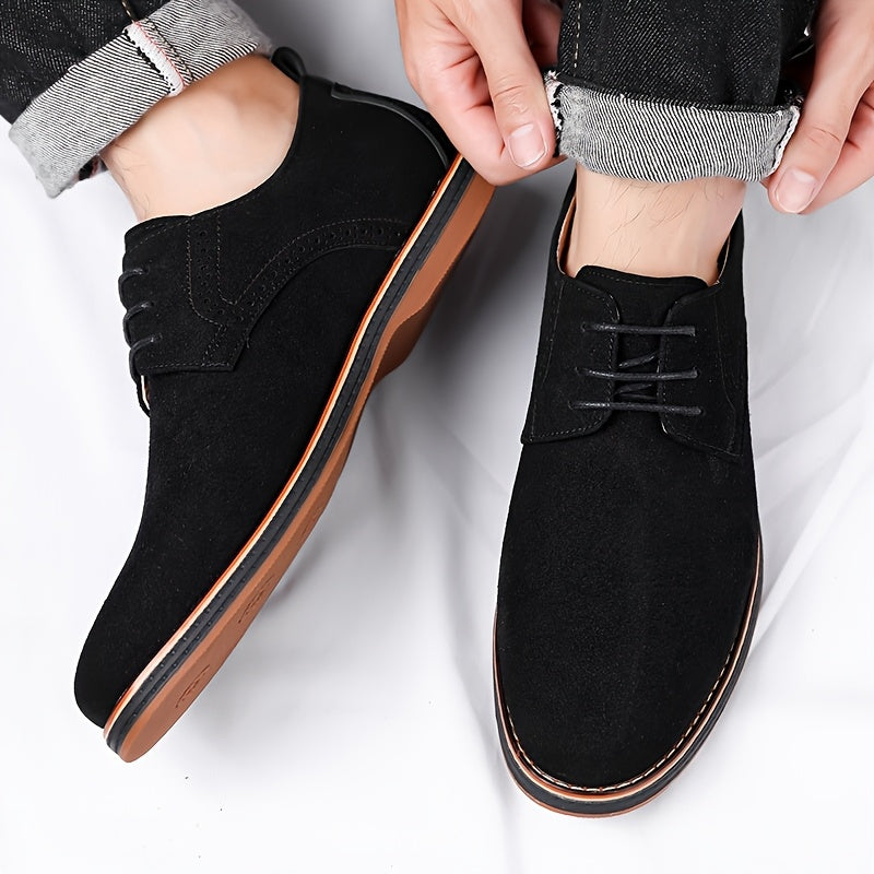 Brogue Detail Derby Shoes for Men in Soft Suede