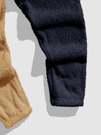 Mens sherpa fleece tracksuit in Navy, close-up of the jogger leg cuff